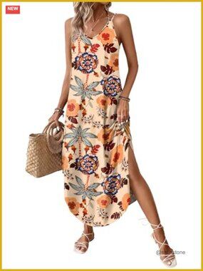 Boho Halter Maxi Dress for Women Sleeveless Summer Vacation Outfit
